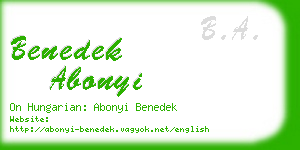 benedek abonyi business card